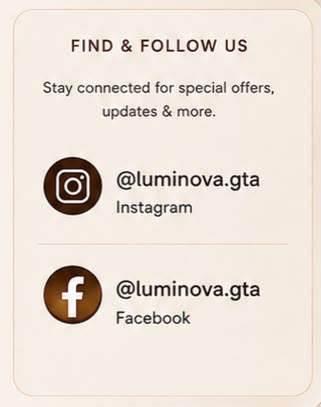 Find and follow Luminova on Instagram and Facebook