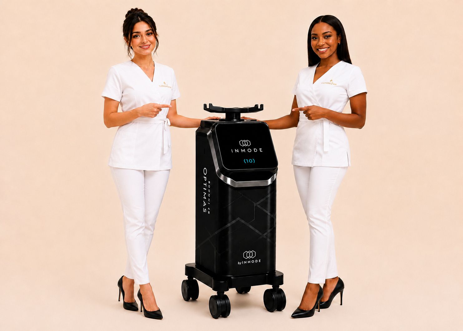 Luminova clinic team with Optimas laser machine